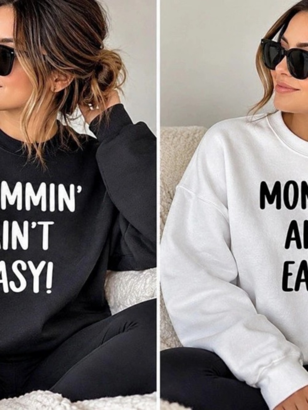 Mommin' Ain't Easy Graphic Sweatshirt | Cricut 3D vinyl | Mom crewneck